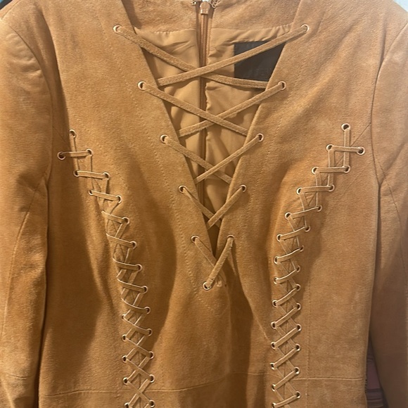 INTERMIX Brown Isaac Lace Up Suede Dress - Picture 6 of 11